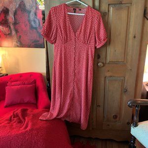 Vero Moda dress Midi, size M. Red dress Polka dot. Summer.
